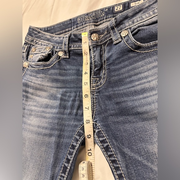 Miss Me Bootcut Mid Rise Stretch Embroidered Studded Jeans Blue Medium Wash 27 - Picture 8 of 13